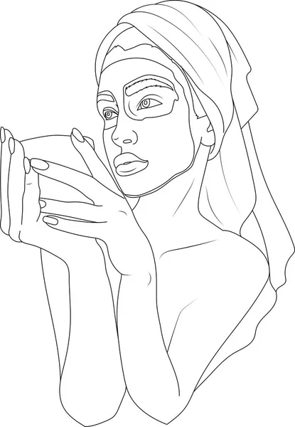 Illustration Vectorielle Une Femme Avec Masque Dans Une Serviette Conception — Image vectorielle