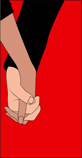 Illustration Vectorielle Deux Mains Rejoignant Sur Fond Rouge — Image vectorielle