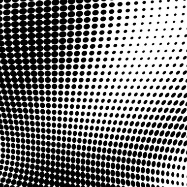 Yarı ton doku soyut. Beyaz arka planda siyah noktalar kaotik deseni. Fütüristik grunge yüzey