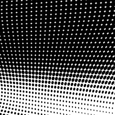 Yarı ton doku soyut. Beyaz arka planda siyah noktalar kaotik deseni. Fütüristik grunge yüzey