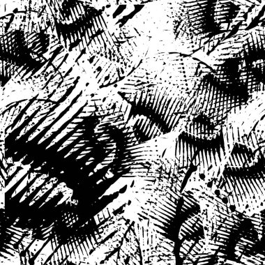 Siyah beyaz grunge dokusu. Soyut mürekkep lekeleri. Kaotik boya darbeleri. Kirli yüzey. Beneklerin vektör deseni