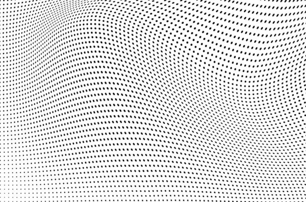 Абстрактный полутоновый фон. Монохромный гранж рисунок из точек. Волны гладкие и хаотичные. Текстура поп-арта для визитных карточек, плакатов, этикеток, визиток
