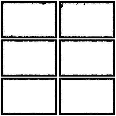 Beyaz arkaplan üzerinde grunge biçimi çerçeveleri siyah set