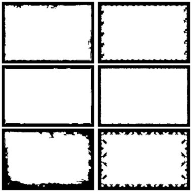 Beyaz arkaplan üzerinde grunge biçimi çerçeveleri siyah set