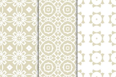 Kusursuz geometrik süsler seti. Soyut tekrarlayan dokular. Yazdırma için etnik şablon şablonu