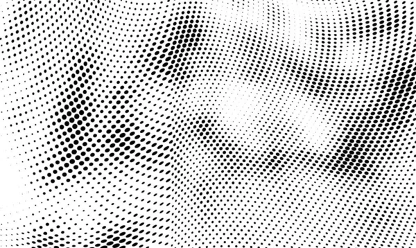 Abstracte Halftoon Textuur Chaotische Golven Van Stippen Zwart Witte Achtergrond — Stockvector