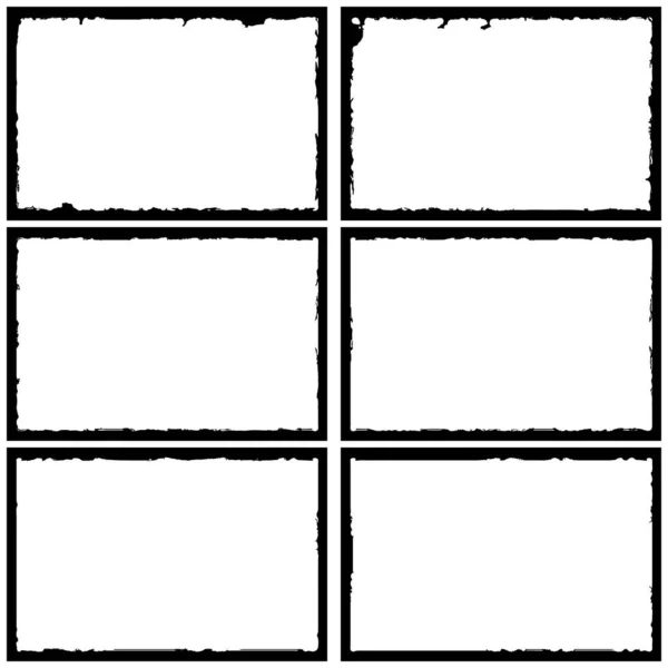 Набір Рамок Гранжевого Стилю Чорний Білому Тлі — стоковий вектор