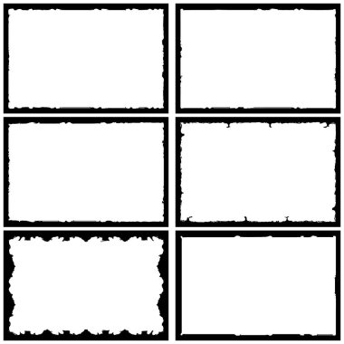 Beyaz arkaplan üzerinde grunge biçimi çerçeveleri siyah set