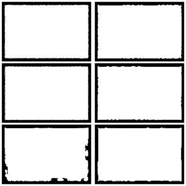 Beyaz arkaplan üzerinde grunge biçimi çerçeveleri siyah set