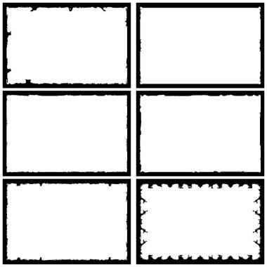 Beyaz arkaplan üzerinde grunge biçimi çerçeveleri siyah set