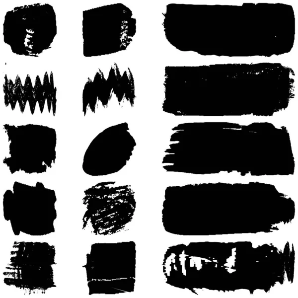 Набір Абстрактних Чорнильних Плям Білому Тлі Колекція Мазків Сухою Щіткою — стоковий вектор