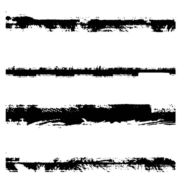 Coups Pinceau Sec Ensemble Motif Grunge Noir Sur Fond Blanc — Image vectorielle