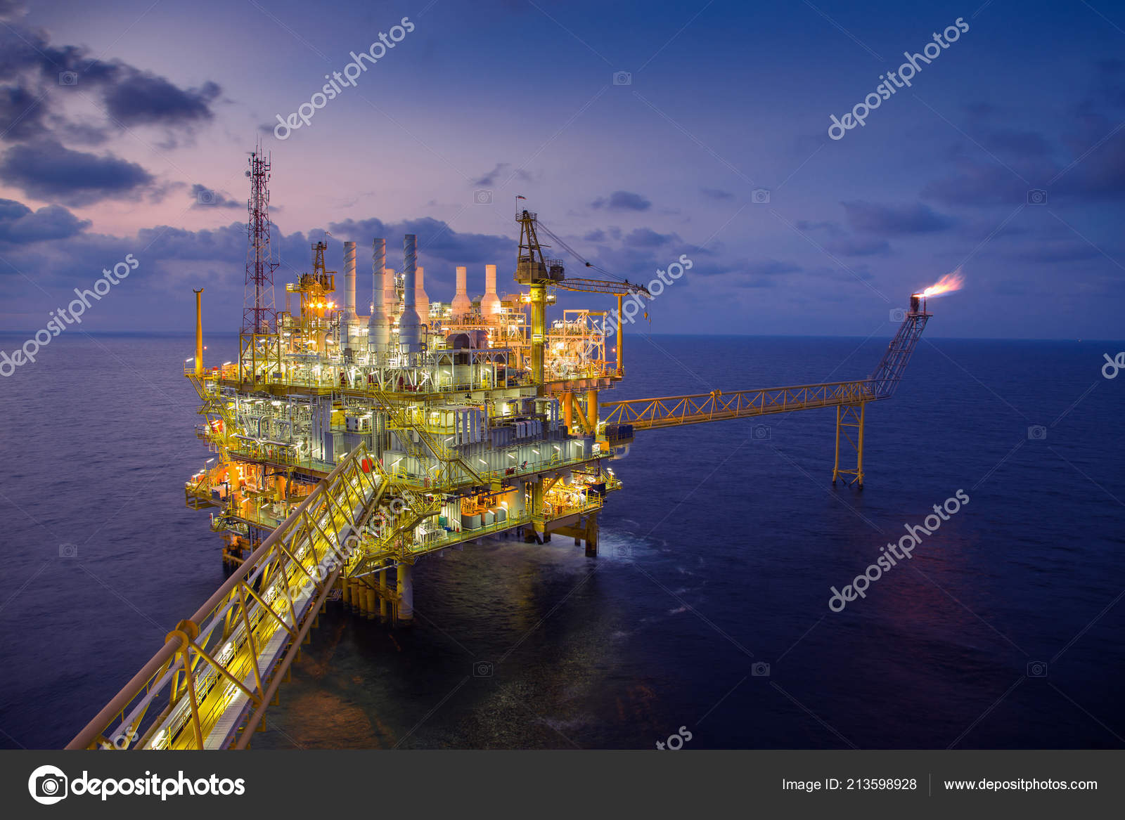 Offshore Oil Gas Central Processing Platform Produced Gas Crude Sent