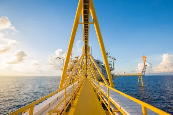 Offshore Olja Och Gas Central Behandling Plattform Och Flare Plattform — Stockfoto