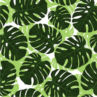 Soyut sorunsuz illüstrasyon - tropikal yapraklar renk.