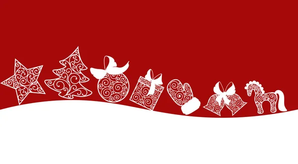 Ilustración Brillante Navidad Postal Colores Rojo Blanco — Foto de Stock