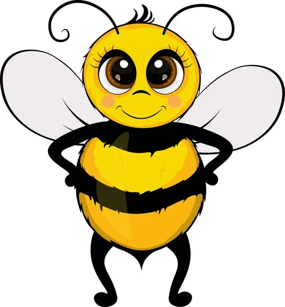 Bright cute bee cartoon.Vector illustration. — Stock Vector