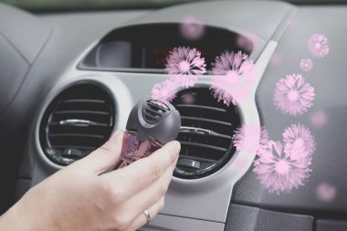 Araba hava freshner havalandırma paneli, taze çiçek kokusu monte 