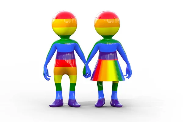 Ein Paar Händchen Haltend Eine Regenbogenfahne Als Symbol Der Lgbt — Stockfoto