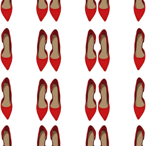 Vector Seamless Red Woman Shoes Vue Haut Modèle Chaussures Talons — Image vectorielle