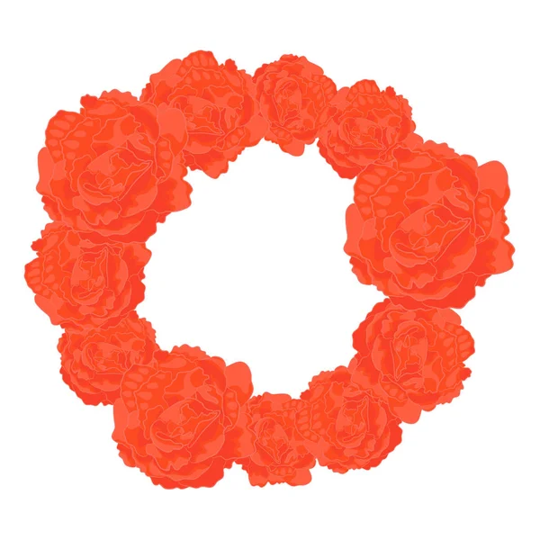 橙色玫瑰的向量框架 圆形的花轮廓 照片编辑 婚礼等的花卉装饰 — 图库矢量图片