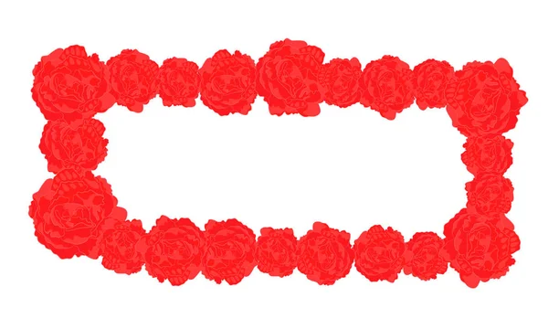 红色玫瑰的向量框架 长方形的花轮廓 照片编辑 婚礼等的花卉装饰 — 图库矢量图片