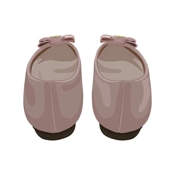 ダスティ ピンク色 背面にバレエ フラットのベクター イラストです 女性の靴の図面 ドリーの靴のコンセプト — ストックベクタ