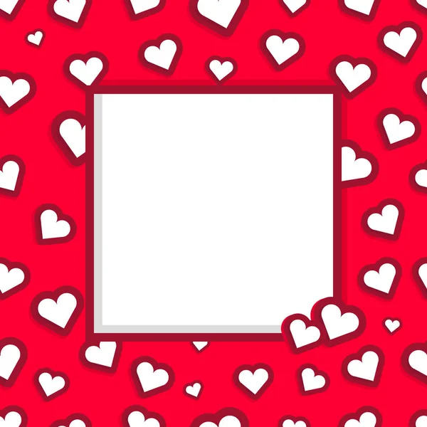 情人节的心矢量相框 纹理等相框的图案 具有红色背景和心形的概念 — 图库矢量图片