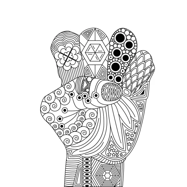 Vektör Zen dolaştırmak Palm için zafer gibi. Jest iyi şanslar. Zen dolaştırmak el ile işaret parmak çarpı işareti gibi. Başarı için birisi için dua edelim