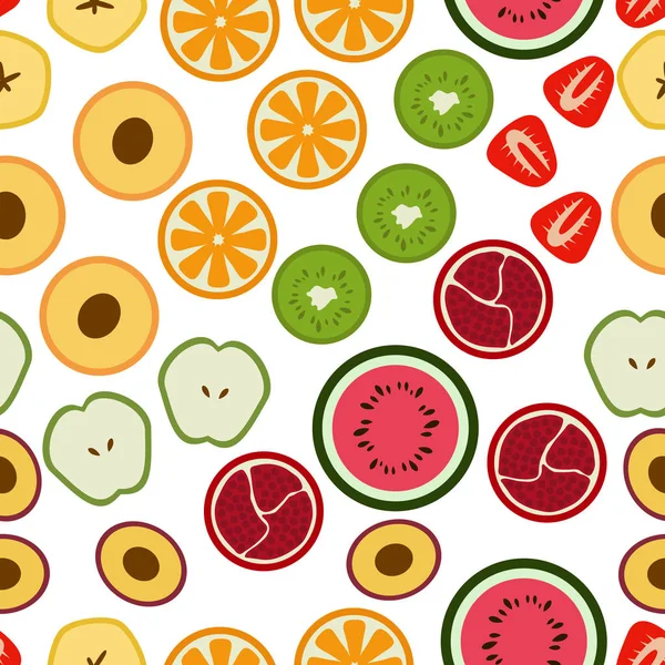 Patrón vectorial de frutas de temporada planas en jalá — Vector de stock