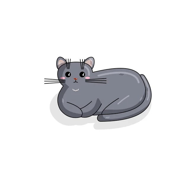 Vector Russian Blue Cat in Kawaii Style — Stock Vector