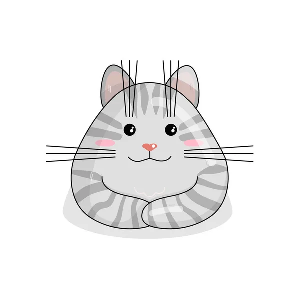 Caractère vectoriel du chat sibérien dans le style Kawaii — Image vectorielle