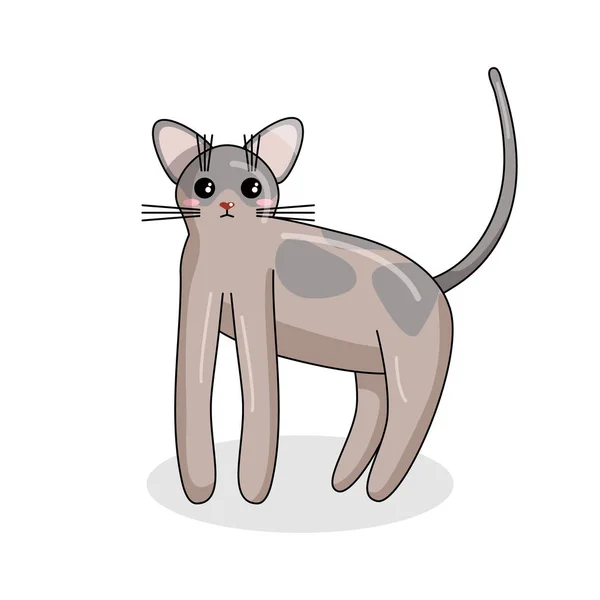 Carácter vectorial del gato esfinge canadiense en estilo Kawaii — Vector de stock