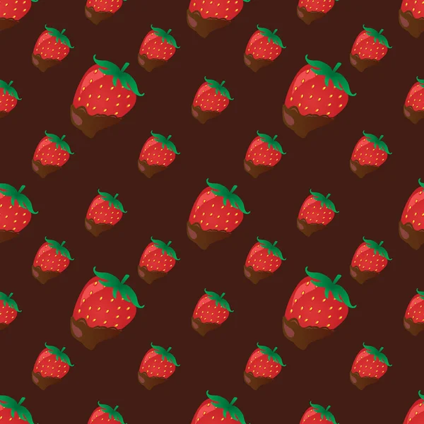 Vector Pattern with Strawberry in Chocolate Stock Illustration