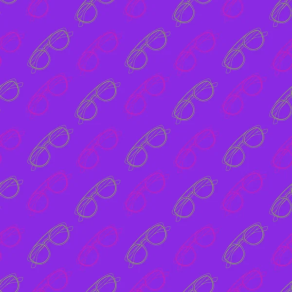 Vector Pattern of Neon Sunglasses on Purple Fond — Stock Vector