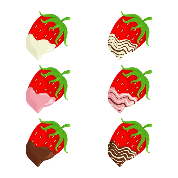 Vector Illustration with Strawberry in Chocolate Stock Vector