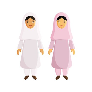 İki Müslüman kadınların vektör düz Illustraion