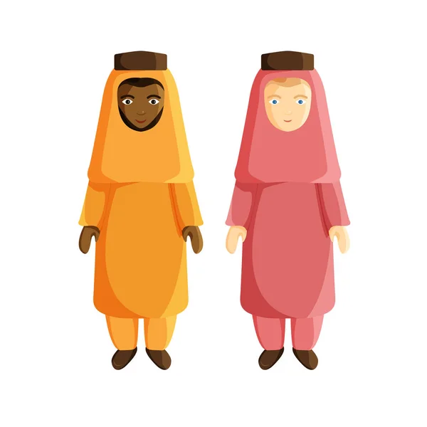 Illustration vectorielle plate de deux hommes musulmans — Image vectorielle