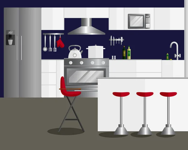 Vector Flat Illustration of Design for Kitchen - Stok Vektor