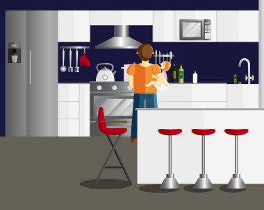 Baba ve Kızı Cook Vektör İllüstrasyon