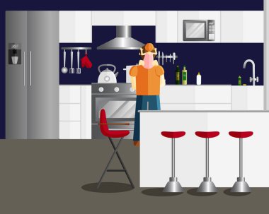 Boyunda Bebek li Babanın Vektör İllüstrasyonu