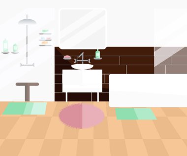 Banyo İç Vektör Düz Tasarım