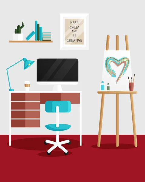 Diseño interior plano vectorial del lugar de trabajo creativo — Foto de stock gratis