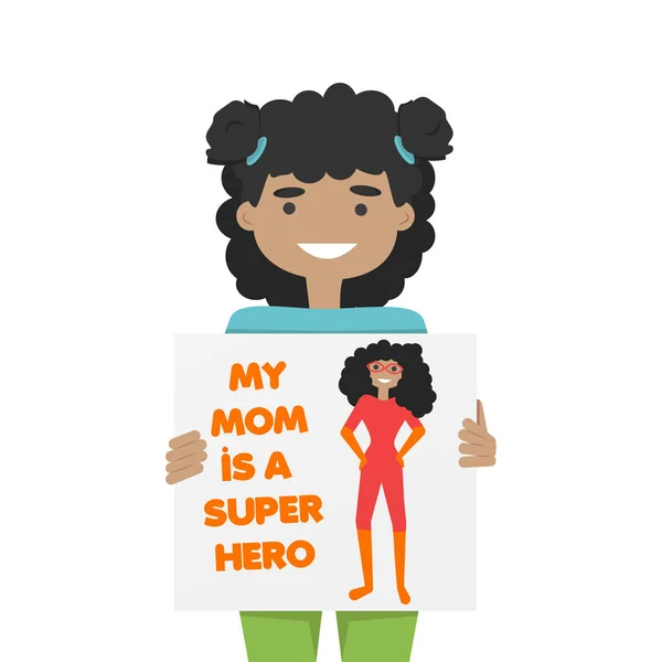 Vector Illustration of African Girl with Mom's Pic — Stock Vector