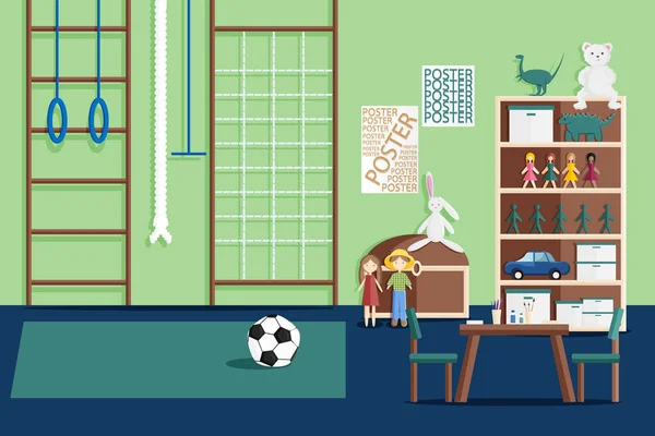 Ilustracja wnętrza pokoju gier dziecięcych — Wektor stockowy