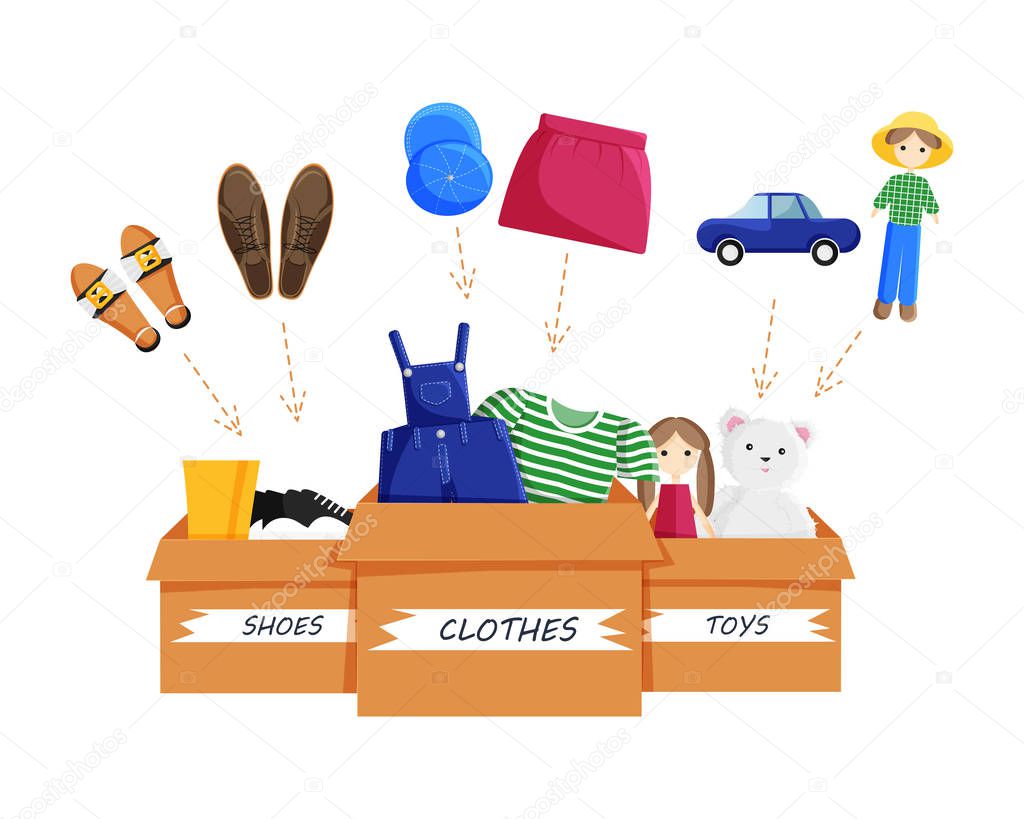 Vector Flat Illustration of Clothes Donation