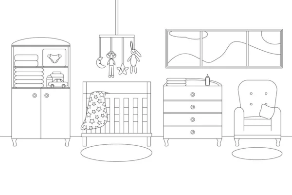 Διανυσματική γραμμή εικονογράφηση του δωματίου μωρών Boy — Διανυσματικό Αρχείο