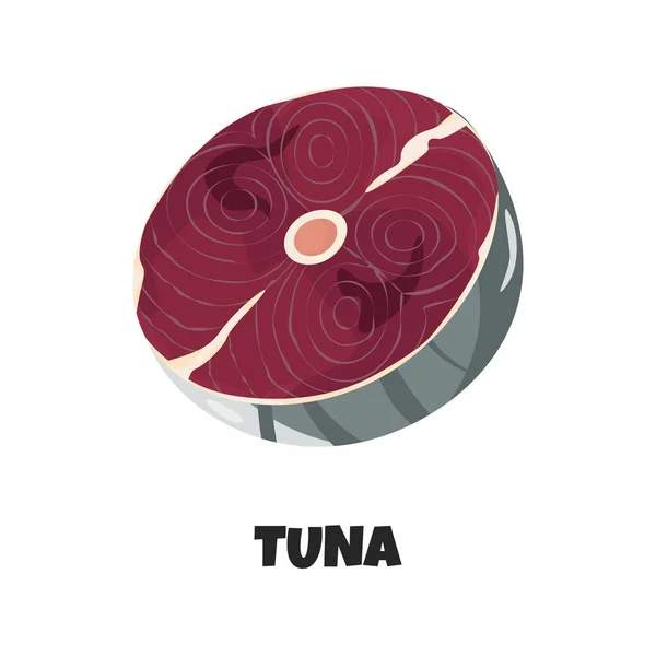 Vektör gerçekçi Illustration tuna çiğ Steak — Stok Vektör
