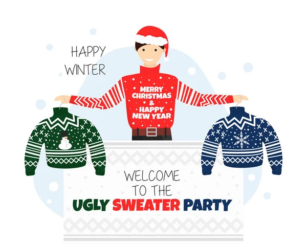 Banner de Vector para Bienvenido a Ugly Sweater Party — Archivo Imágenes Vectoriales