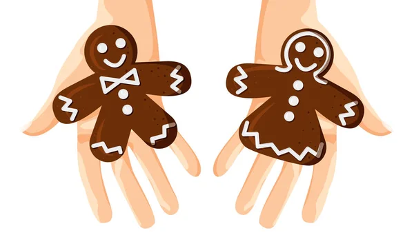 Vector Illustration of Gingerbread Men and Woman — Stock Vector